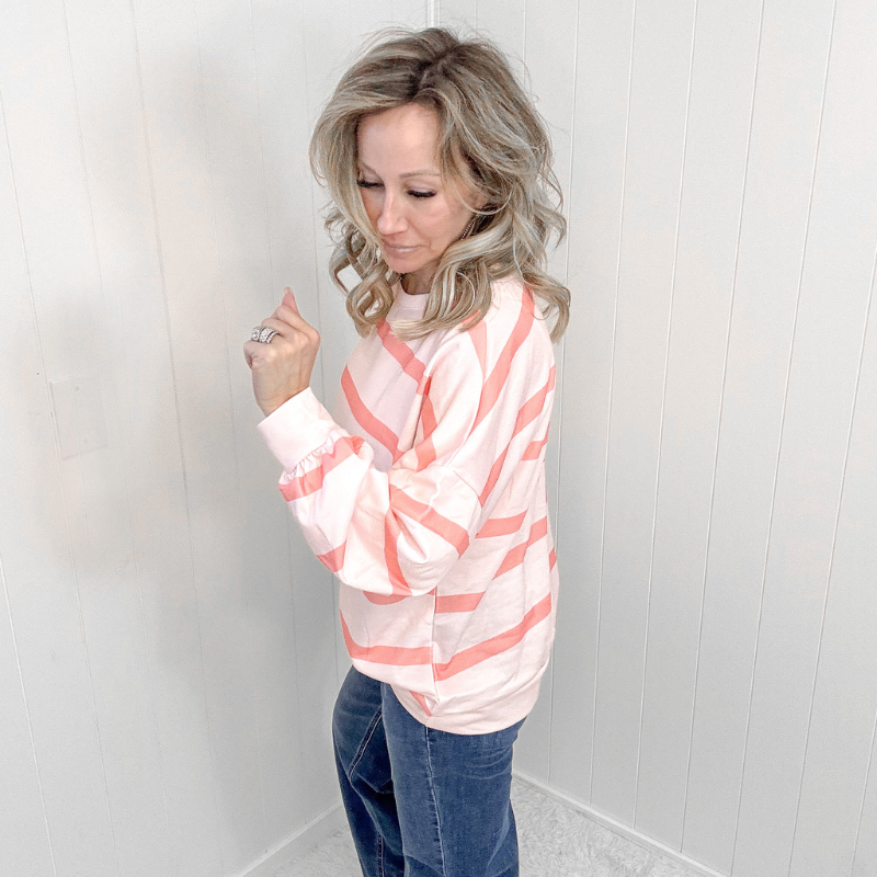 Here for the Stripes Peachy Long Sleeve Top