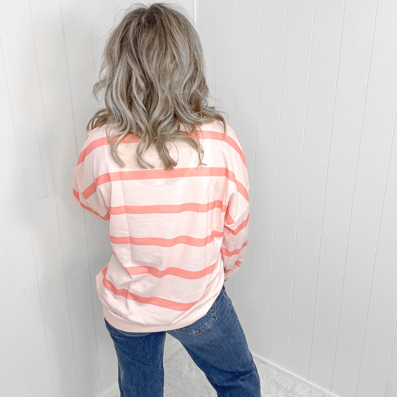 Here for the Stripes Peachy Long Sleeve Top