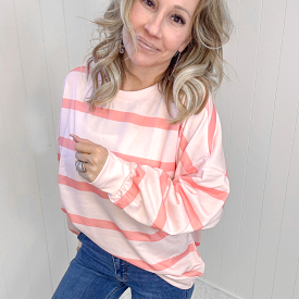 Here for the Stripes Peachy Long Sleeve Top