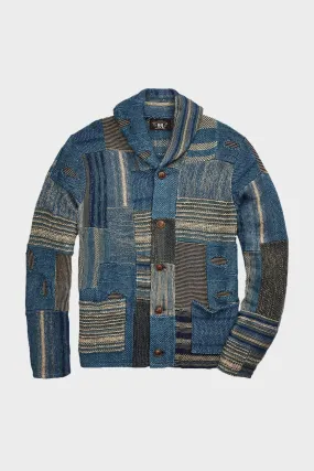 Indigo Patchwork Linen-Blend Cardigan - Indigo Multi