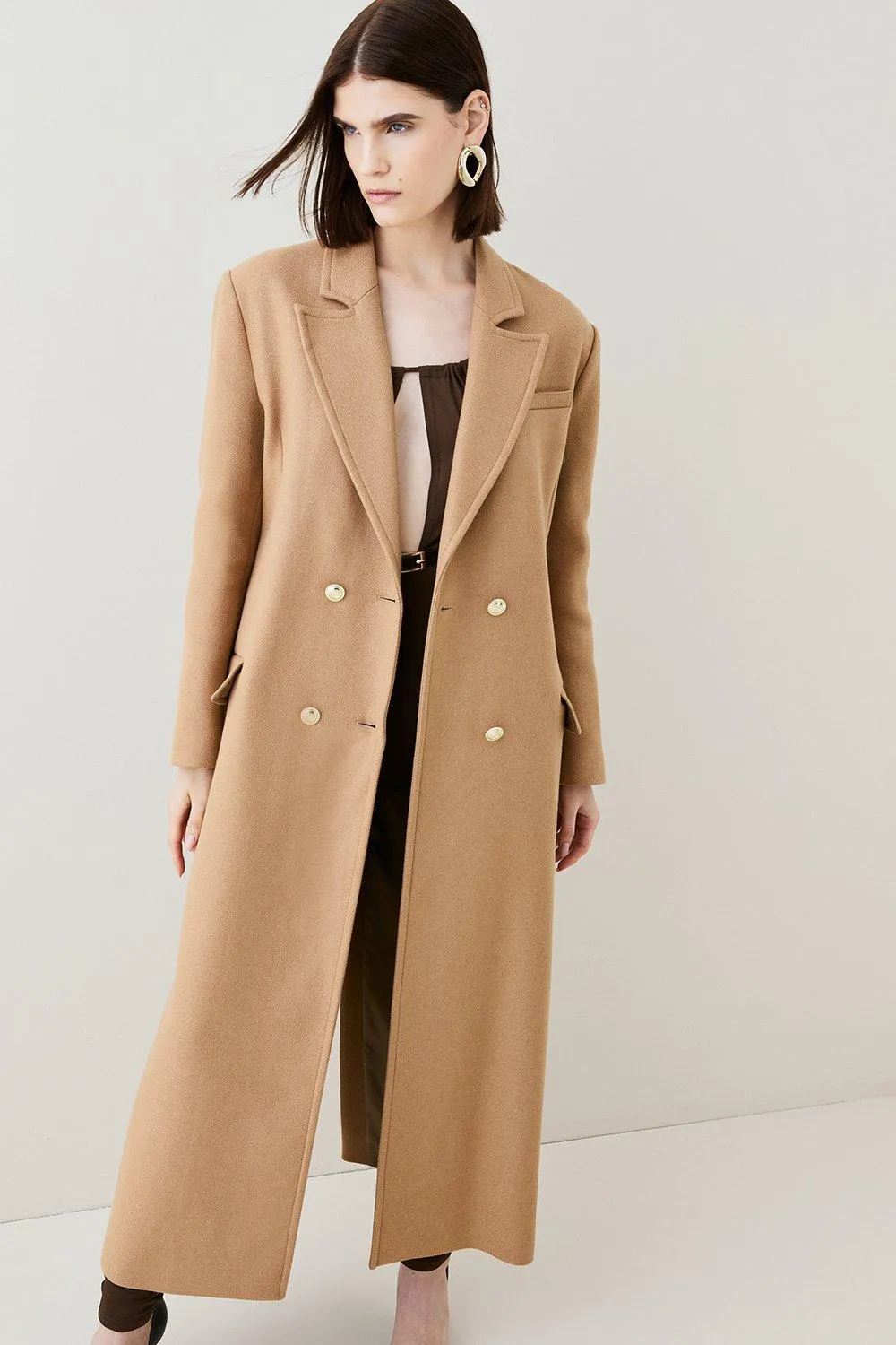 Italian Virgin Wool Maxi Oversized Coat | Karen Millen