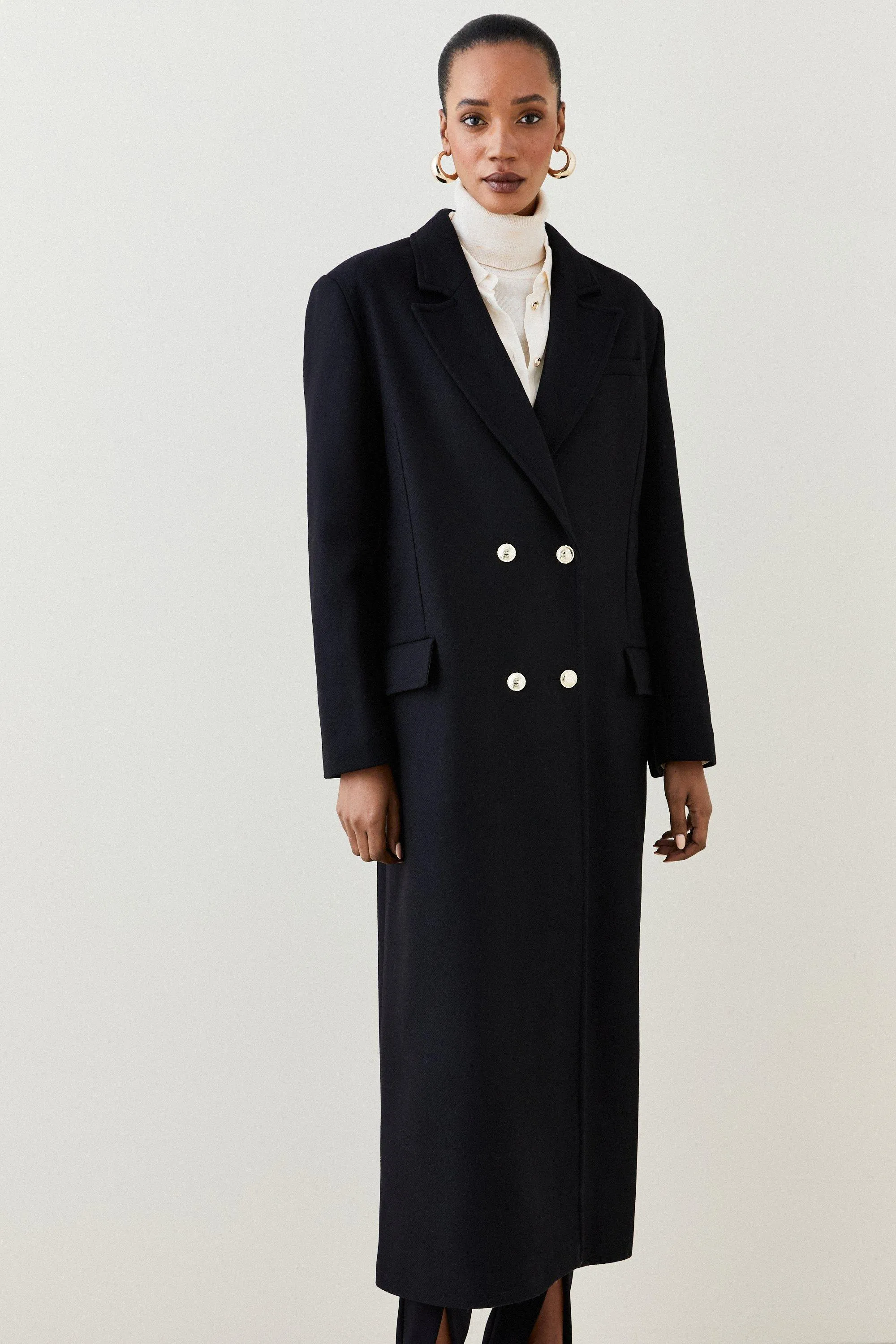 Italian Wool Maxi Oversized Coat | Karen Millen