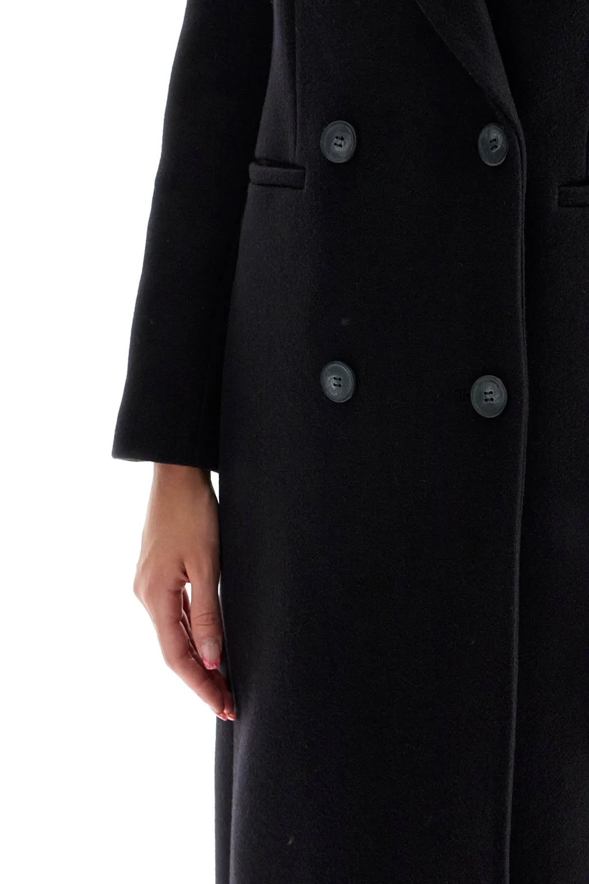 Ivy Oak Cayenne Double Breasted Wool Coat   Black