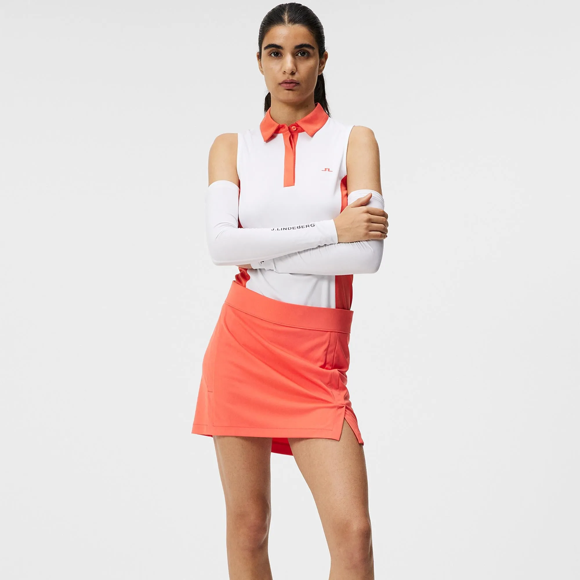 J Lindeberg Amelie Ladies Golf Skirt Hot Coral