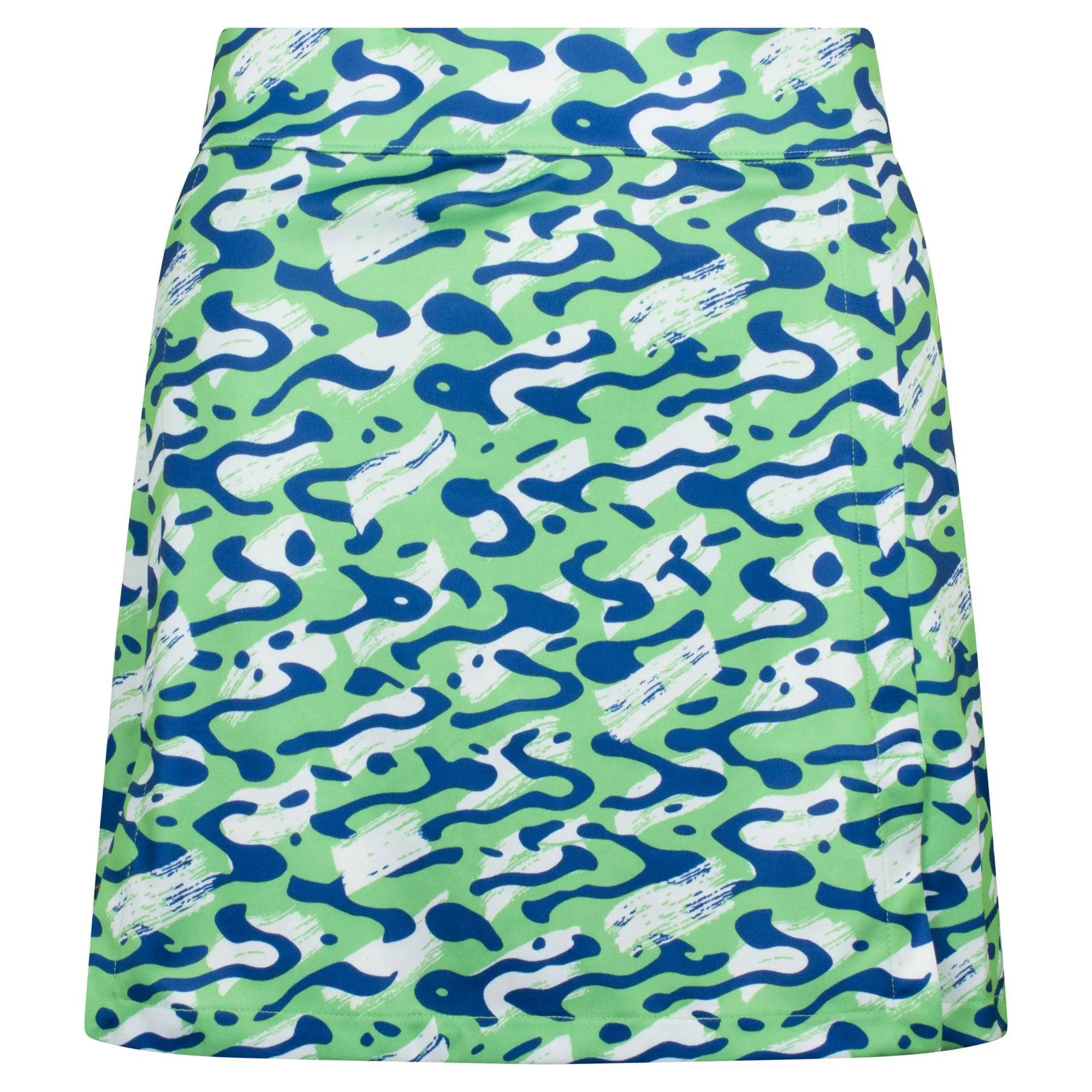 J Lindeberg Amelie Mid Print Ladies Golf Skirt Caldera Jade Cream