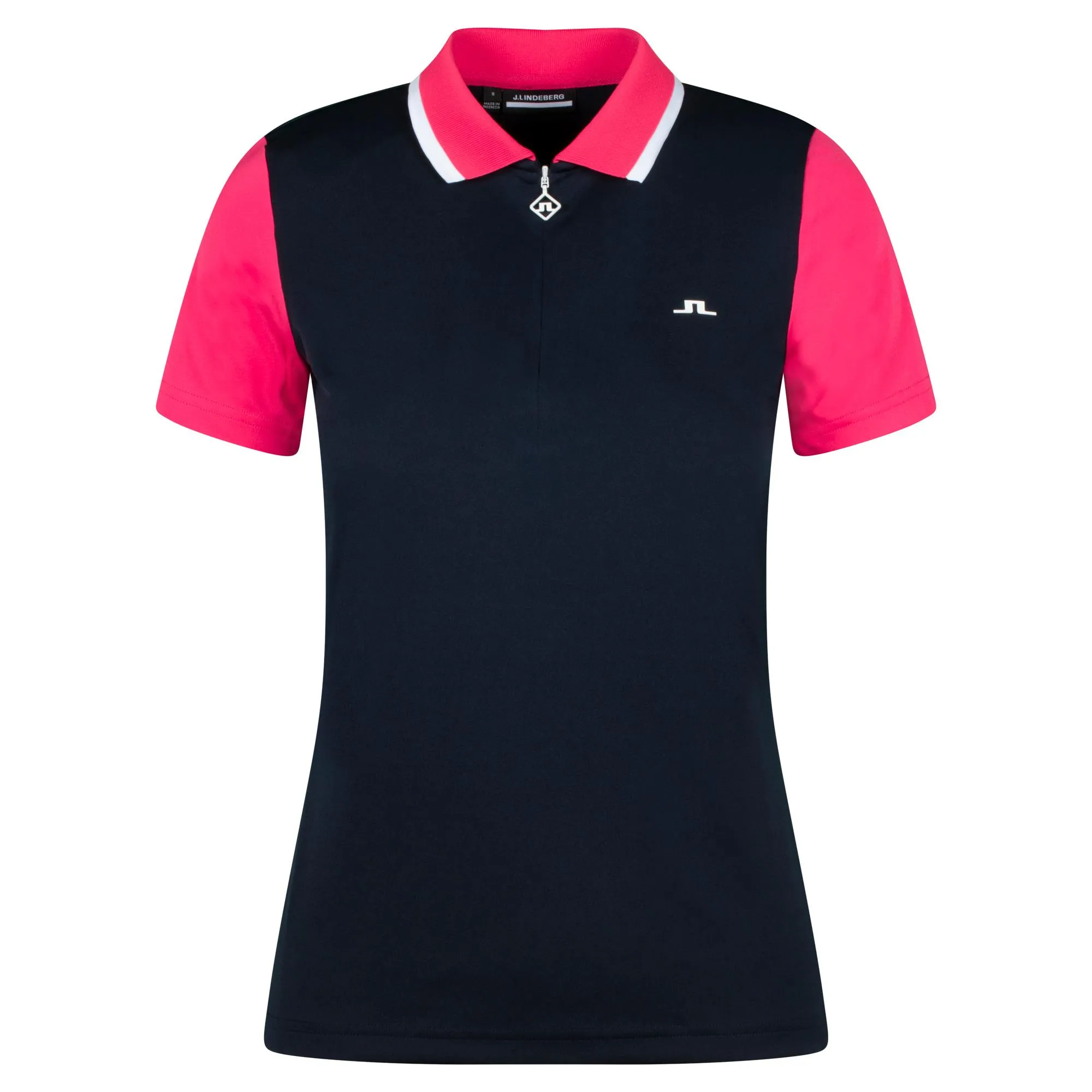 J Lindeberg Antonia Ladies Golf Polo Shirt Navy/Azalea