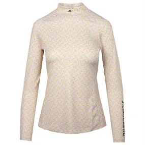 J Lindeberg Asa Print Soft Compression Top White JL Monogram