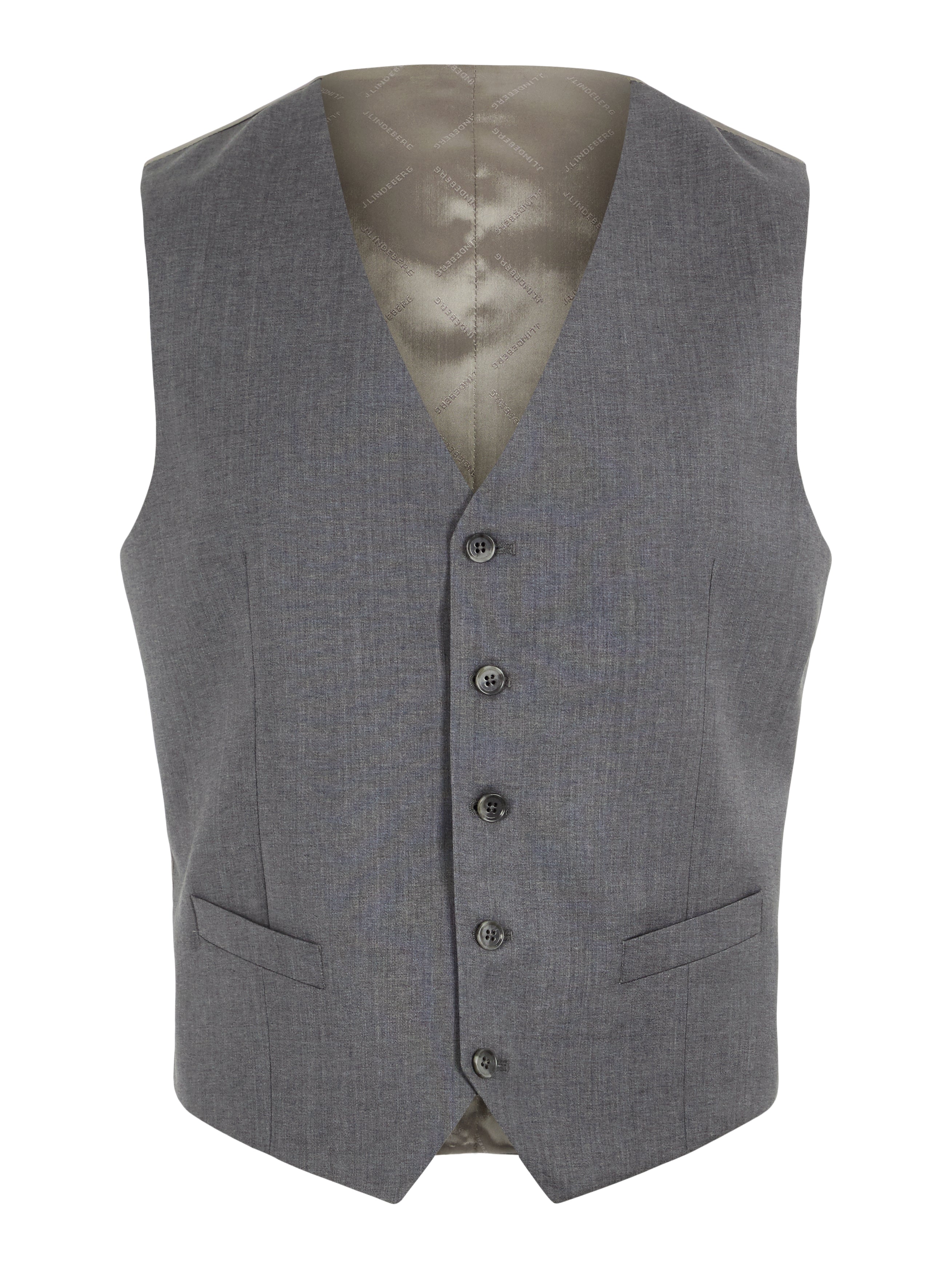 J.Lindeberg Mens Justin Comfort Wool Vest - STONE GREY