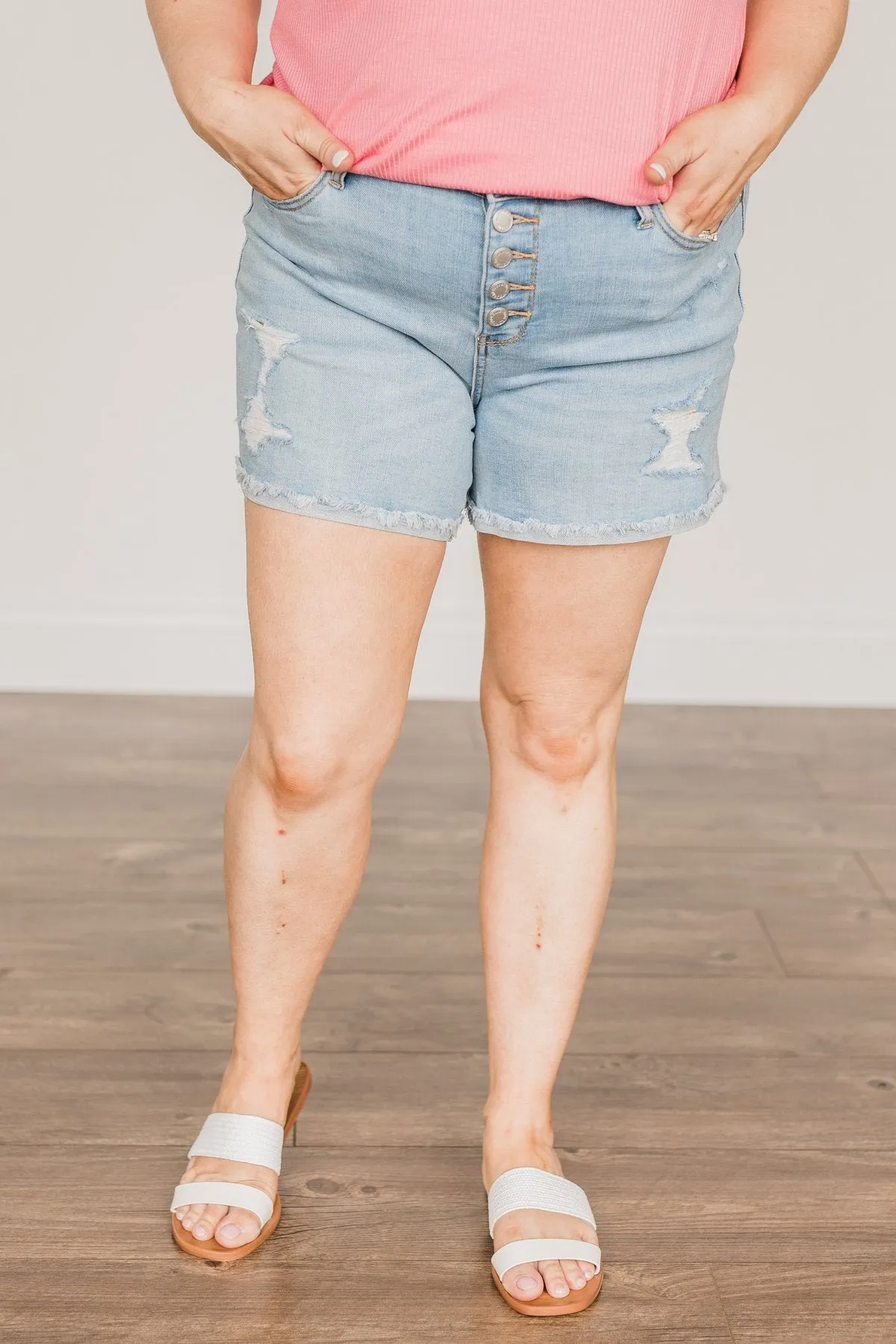 Judy Blue Button Fly Shorts- Sydney Wash