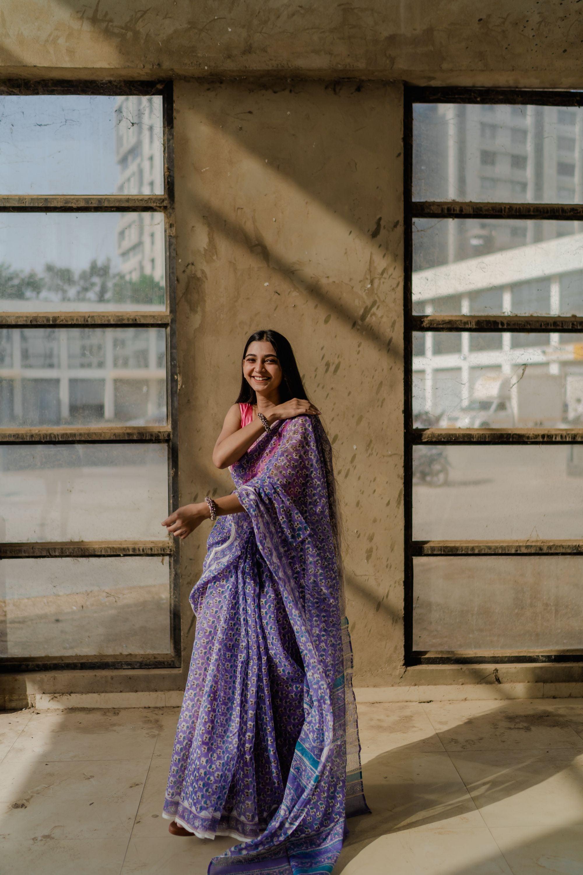 Kaisori Bagh Mallika Kota blockprinted saree