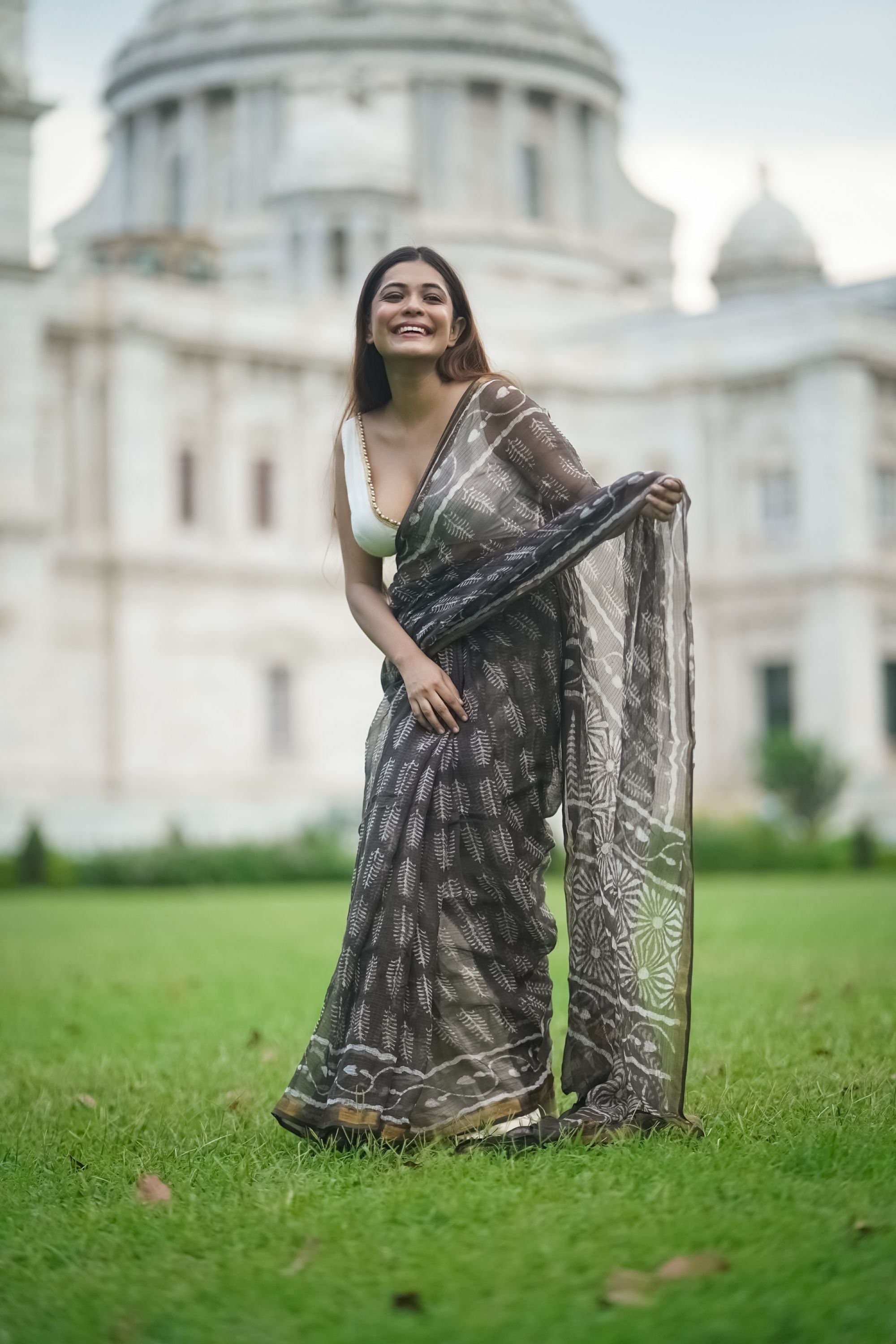 KaisorI Malhar Kashish Kota blockprinted cotton silk saree