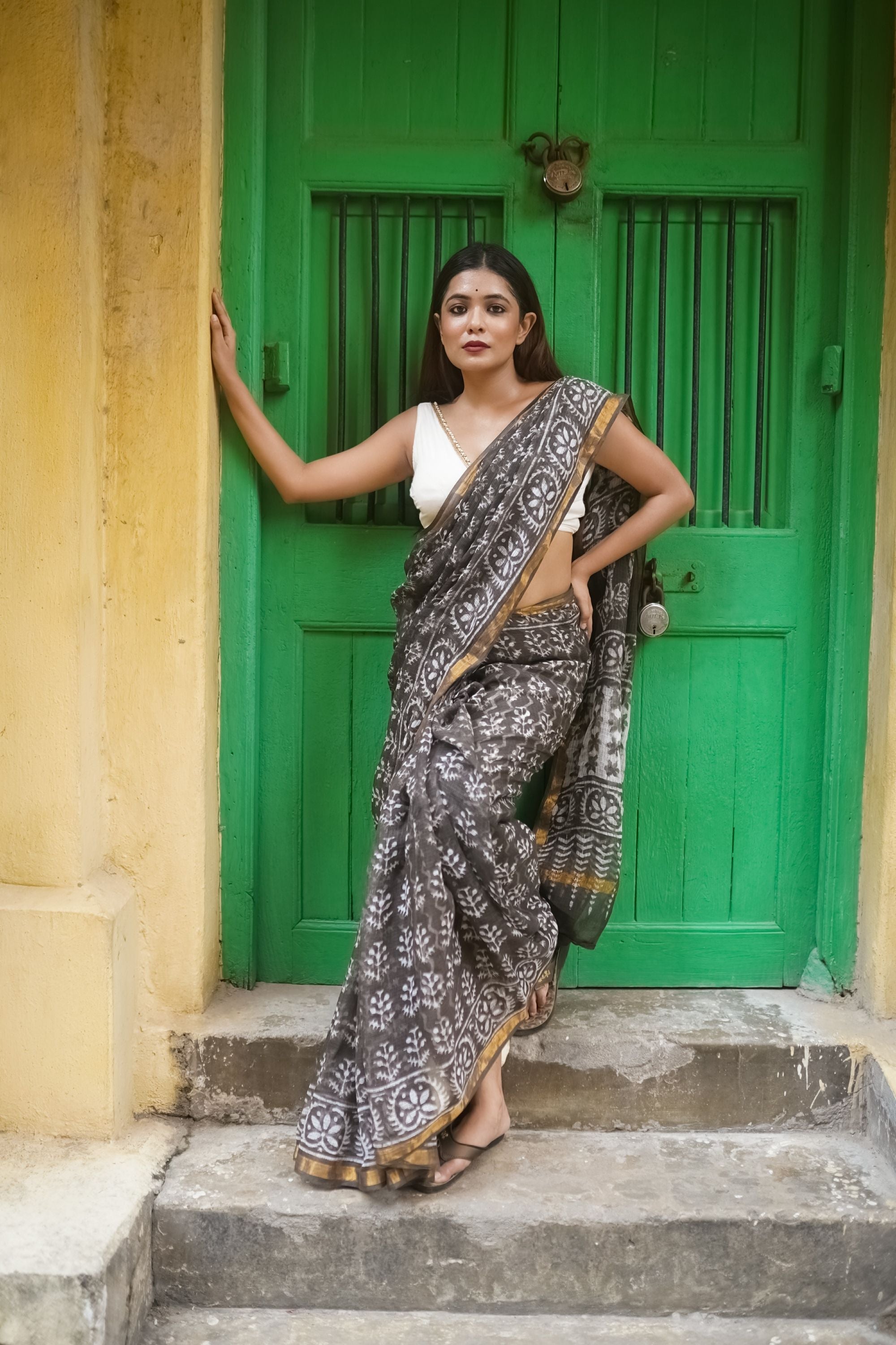 KaisorI Malhar Saira Kota blockprinted cotton silk saree