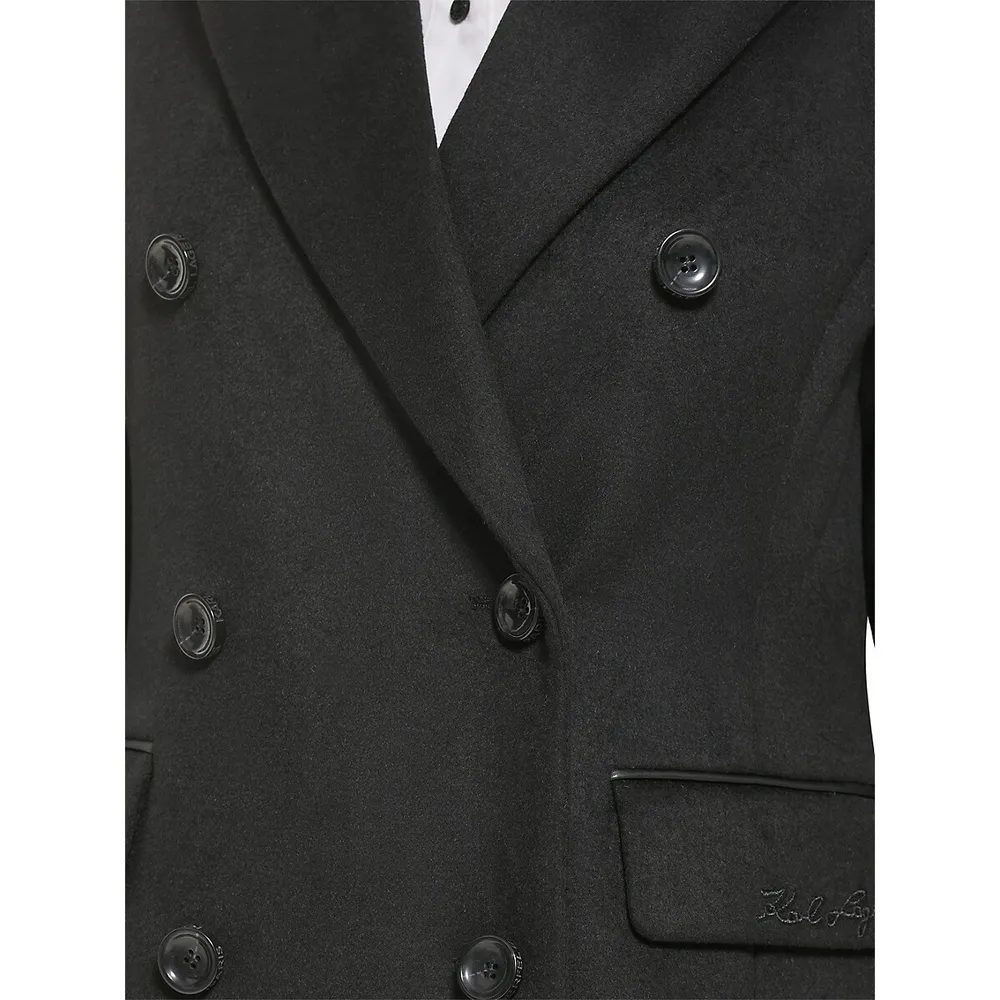 Karl Lagerfeld Paris Wool-Blend Double-Breasted Maxi Coat