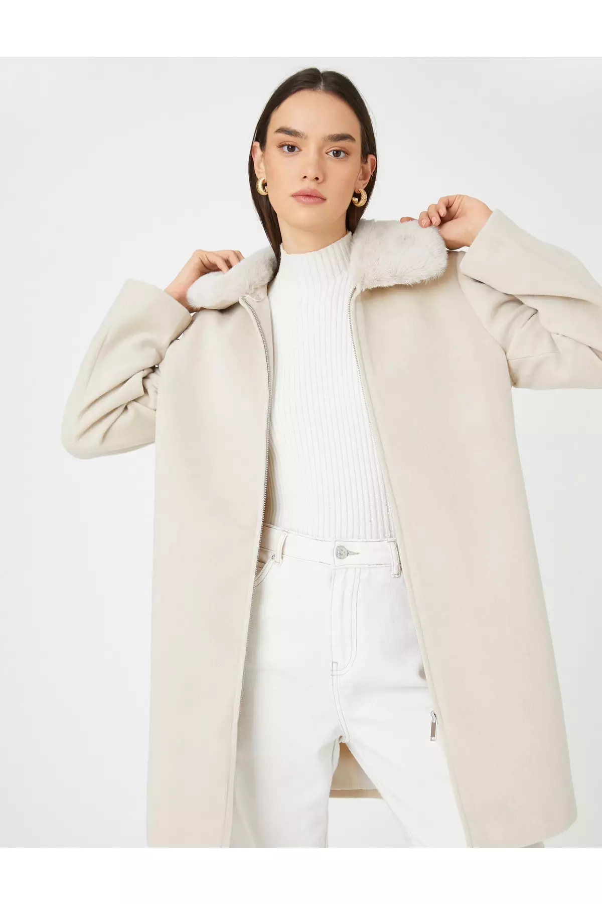 KOTON Plush Zip Coat