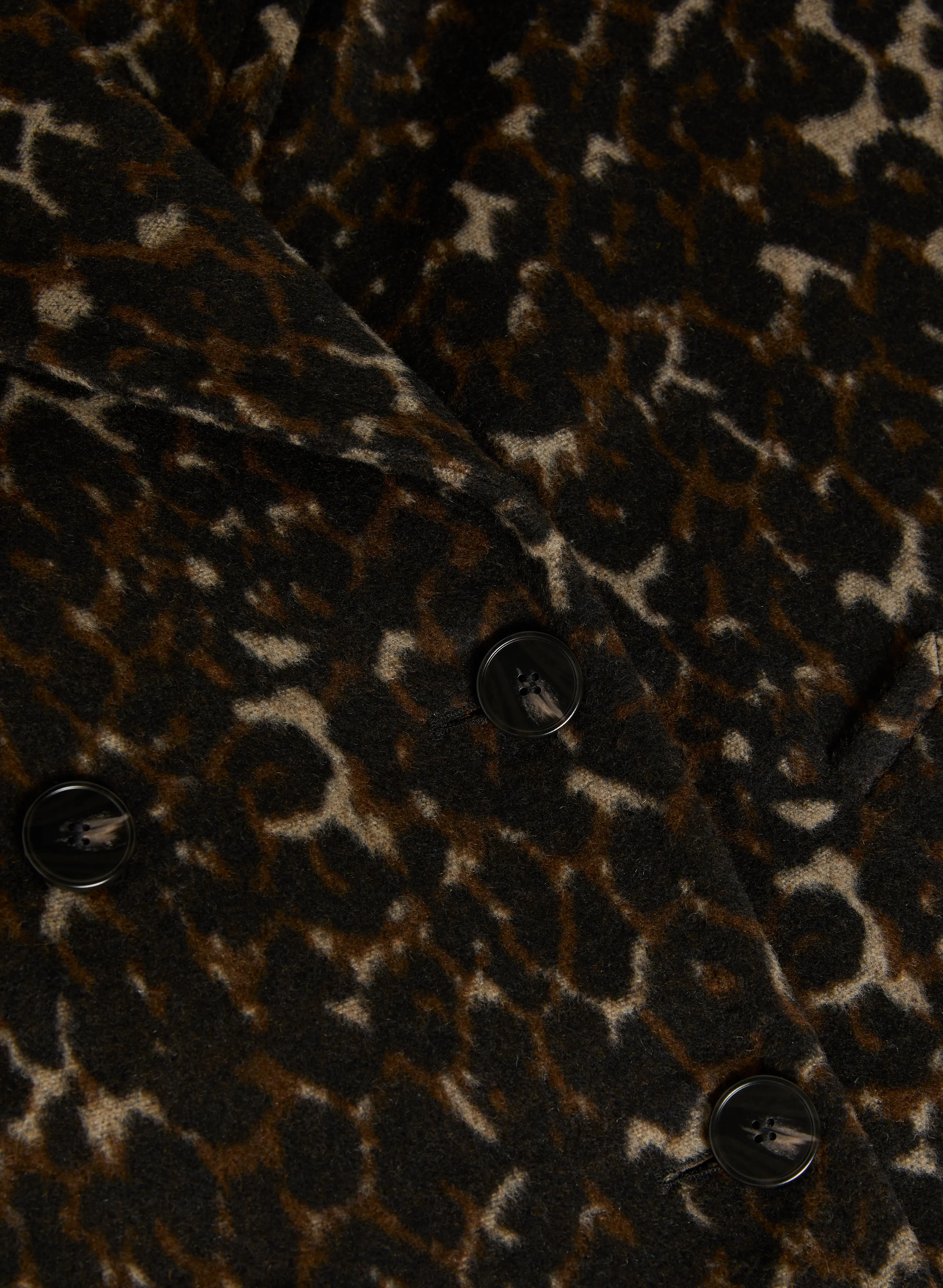 Leopard Print Wool-Blend Coat