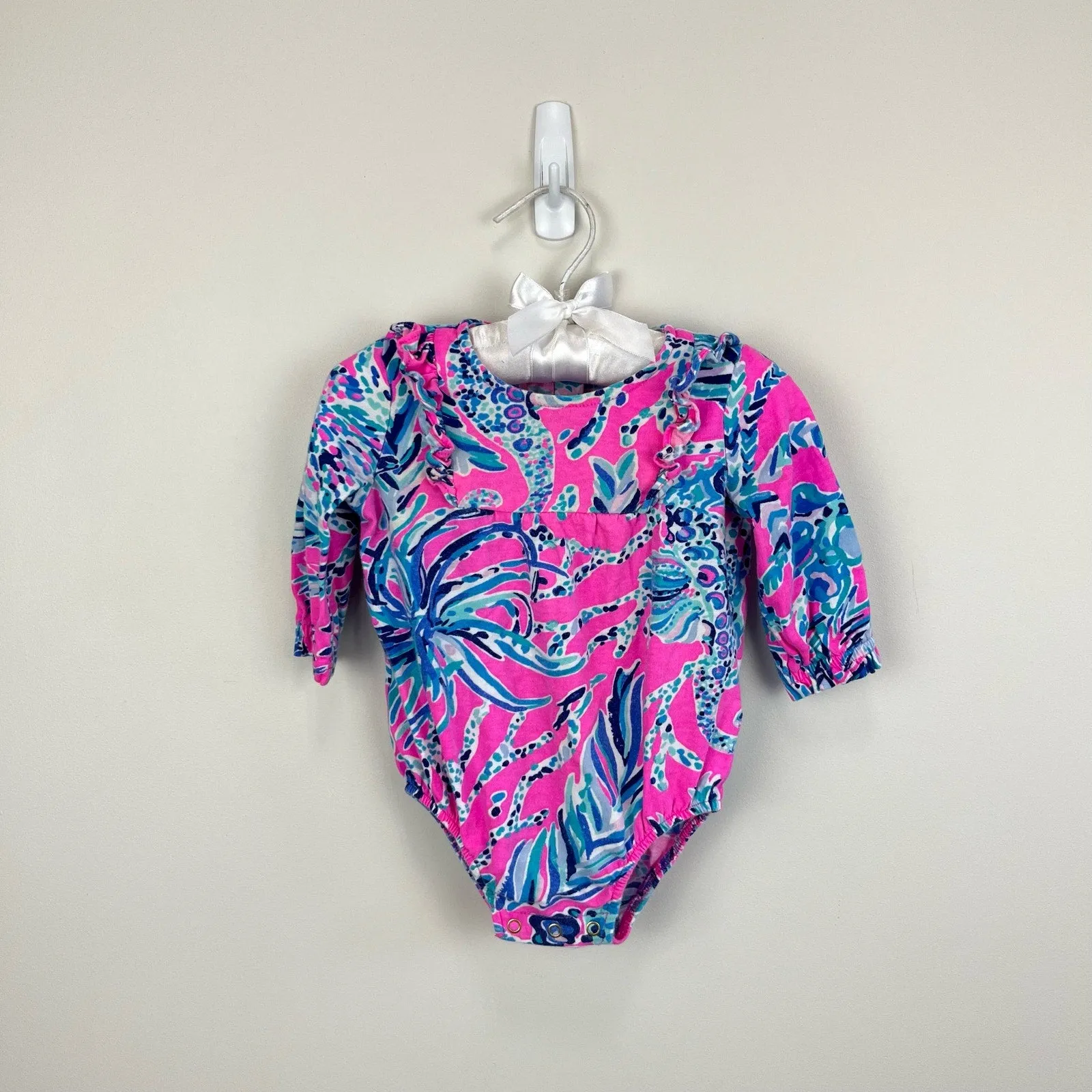 Lilly Pulitzer Girls Velma Bodysuit Mandevilla Pink New Kids on the Dock 3-6 Months