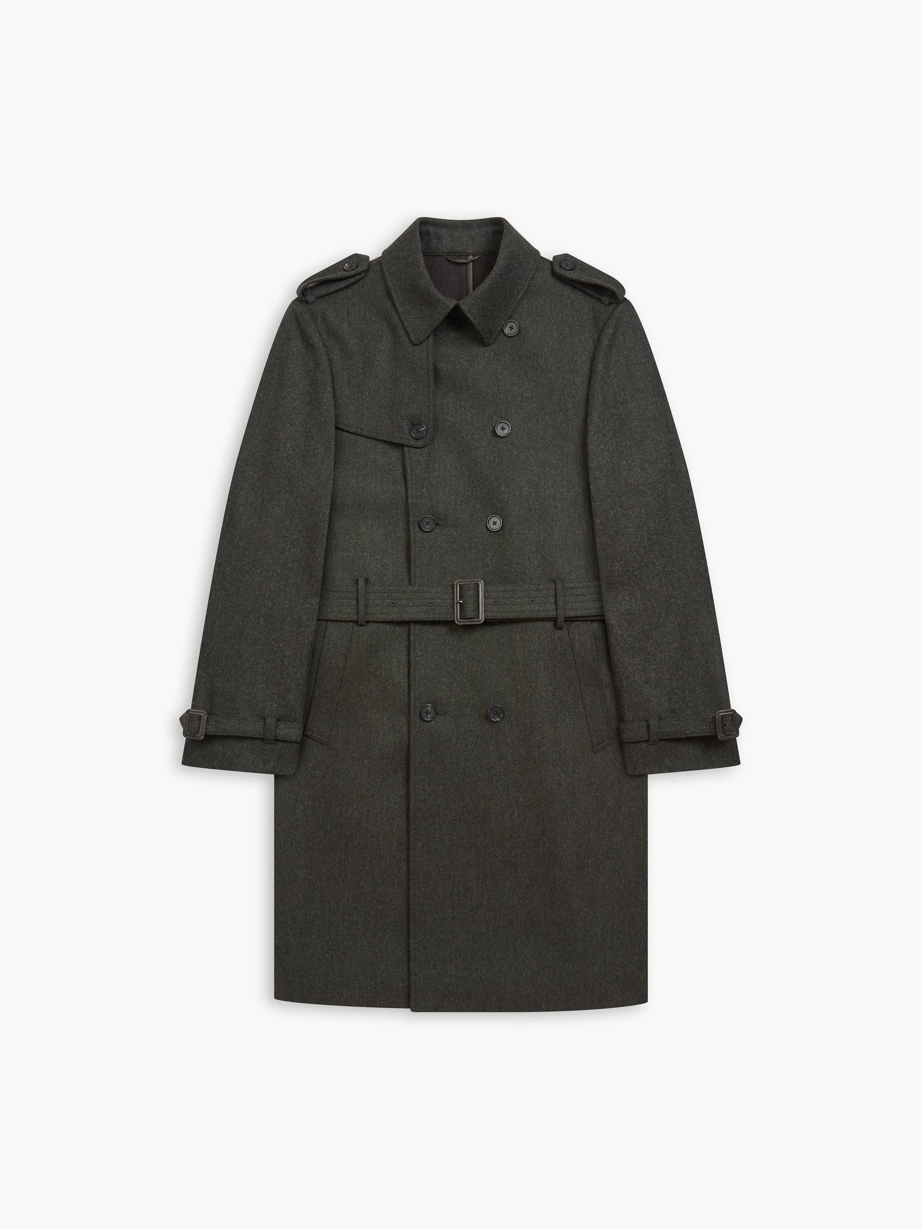 Manzotti Slim Fit Trench Coat in Olive