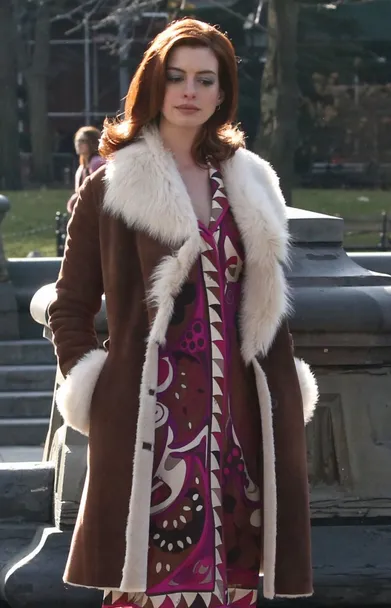 Modern Love Anne Hathaway Fur Brown Coat - Anne Hathaway Coat