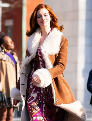 Modern Love Anne Hathaway Fur Brown Coat - Anne Hathaway Coat