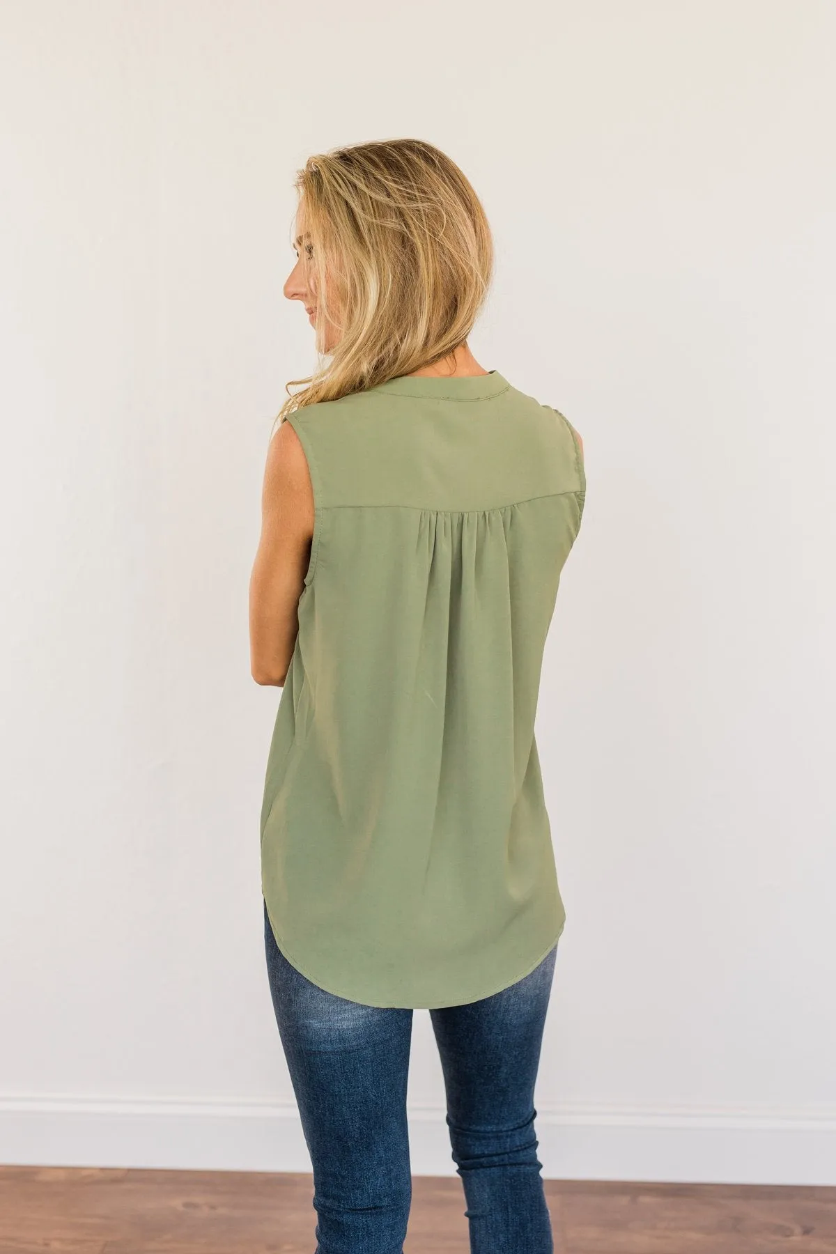 Never Ending Bliss Sleeveless Blouse- Olive