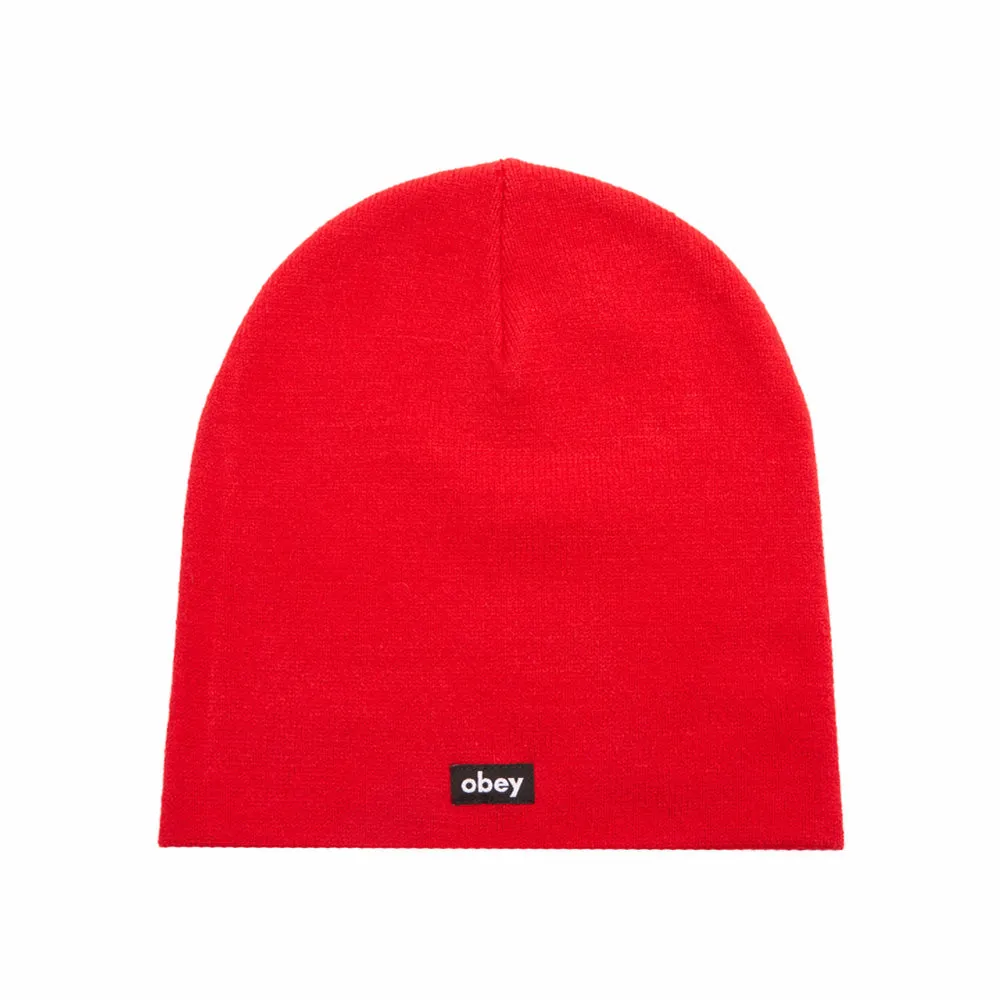 OBEY LABEL BEANIE // FIERY RED