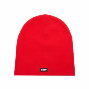 OBEY LABEL BEANIE // FIERY RED