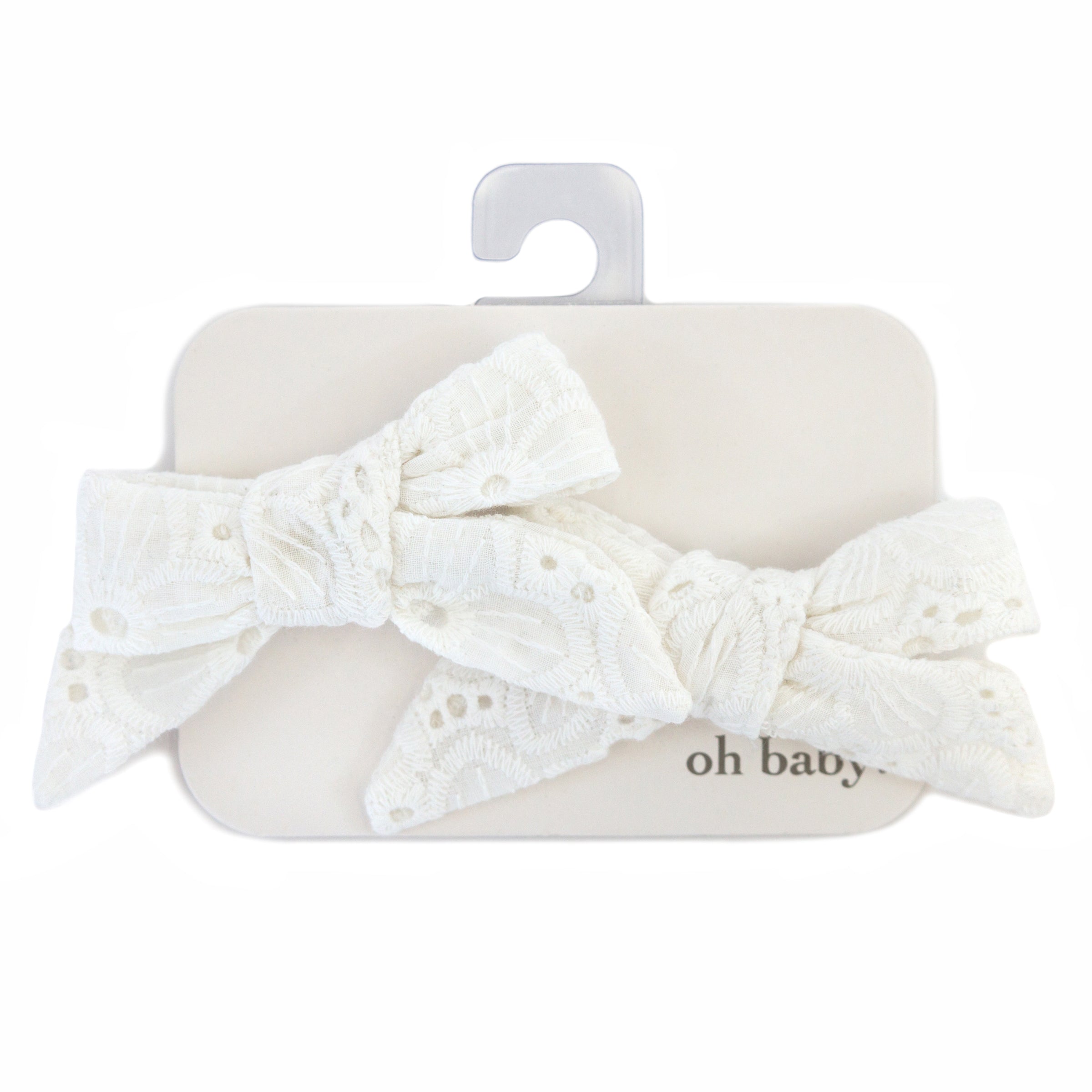 oh baby! Hair Bow Clip - Eyelet - Cream