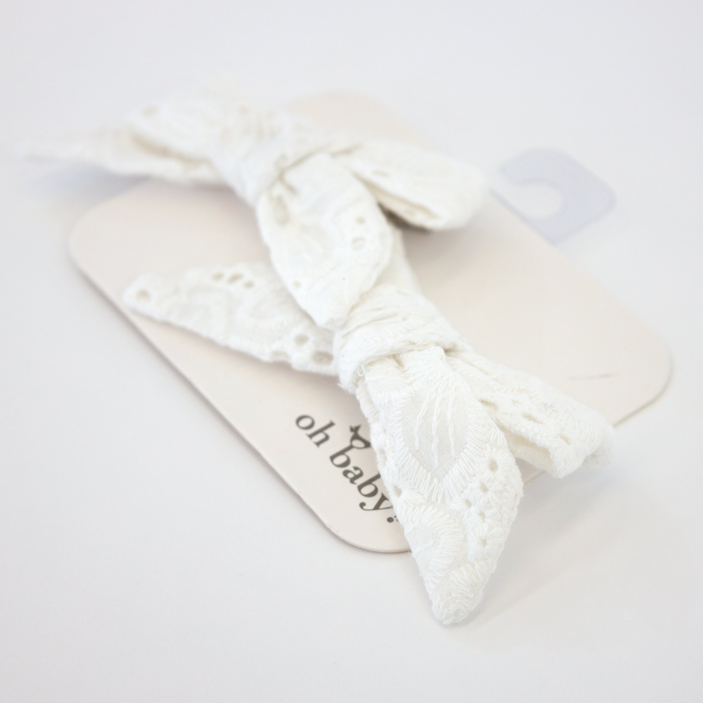 oh baby! Hair Bow Clip - Eyelet - Cream