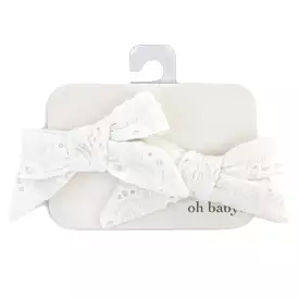 oh baby! Hair Bow Clip - Eyelet - Cream