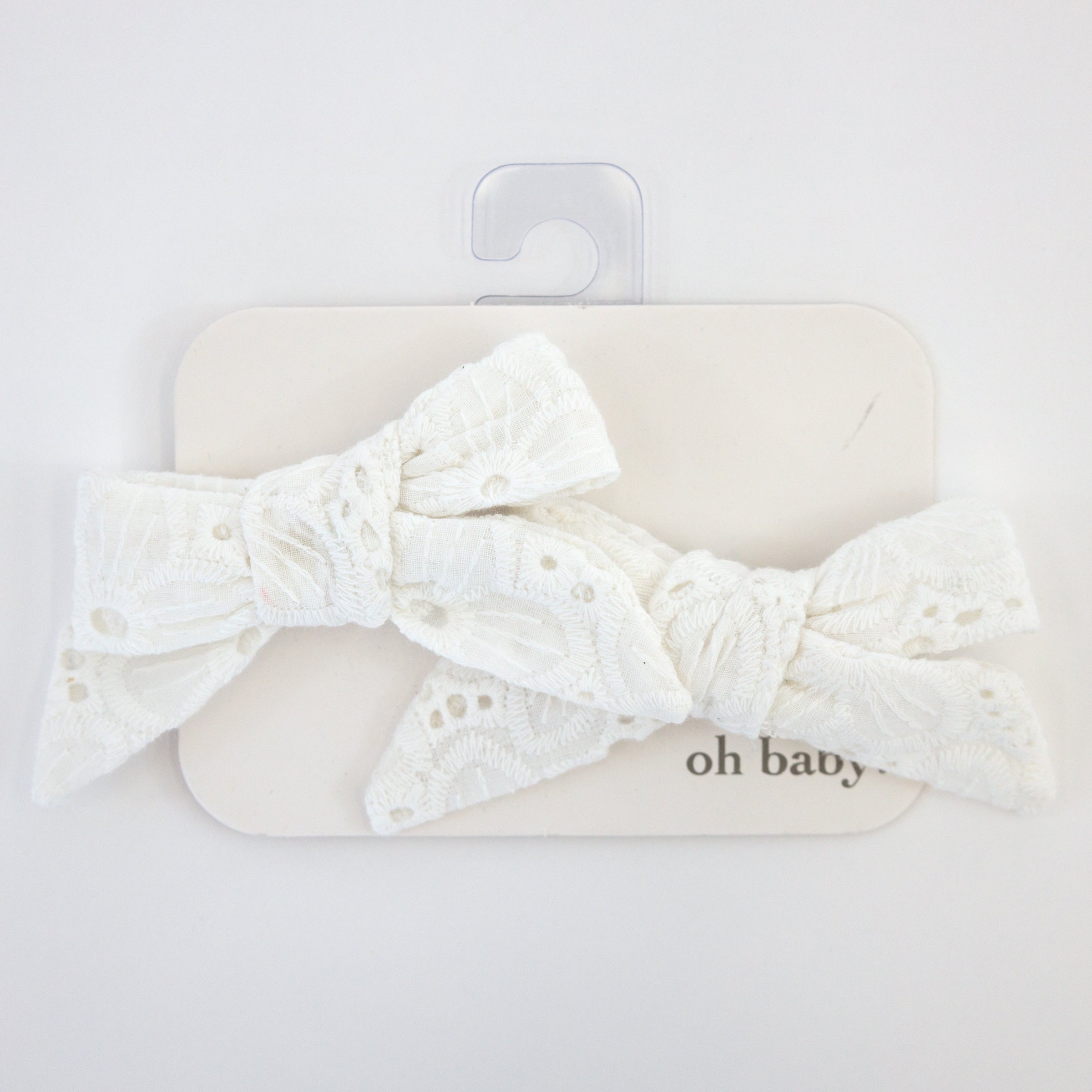 oh baby! Hair Bow Clip - Eyelet - Cream