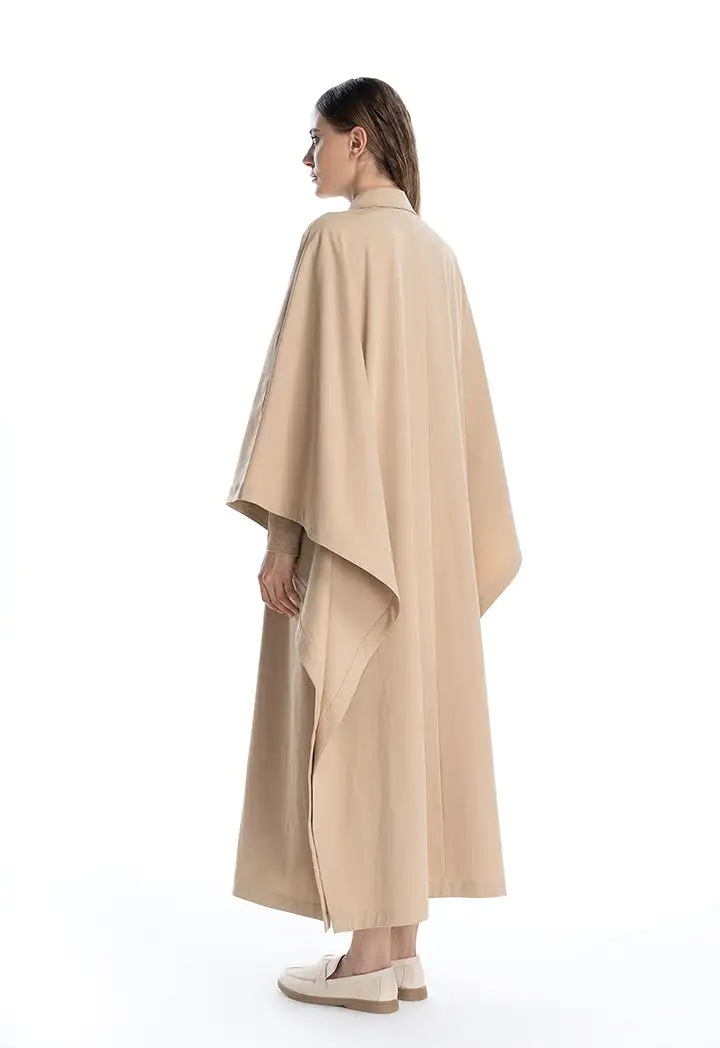 Oversized Solid Trench Coat Maxi Dress