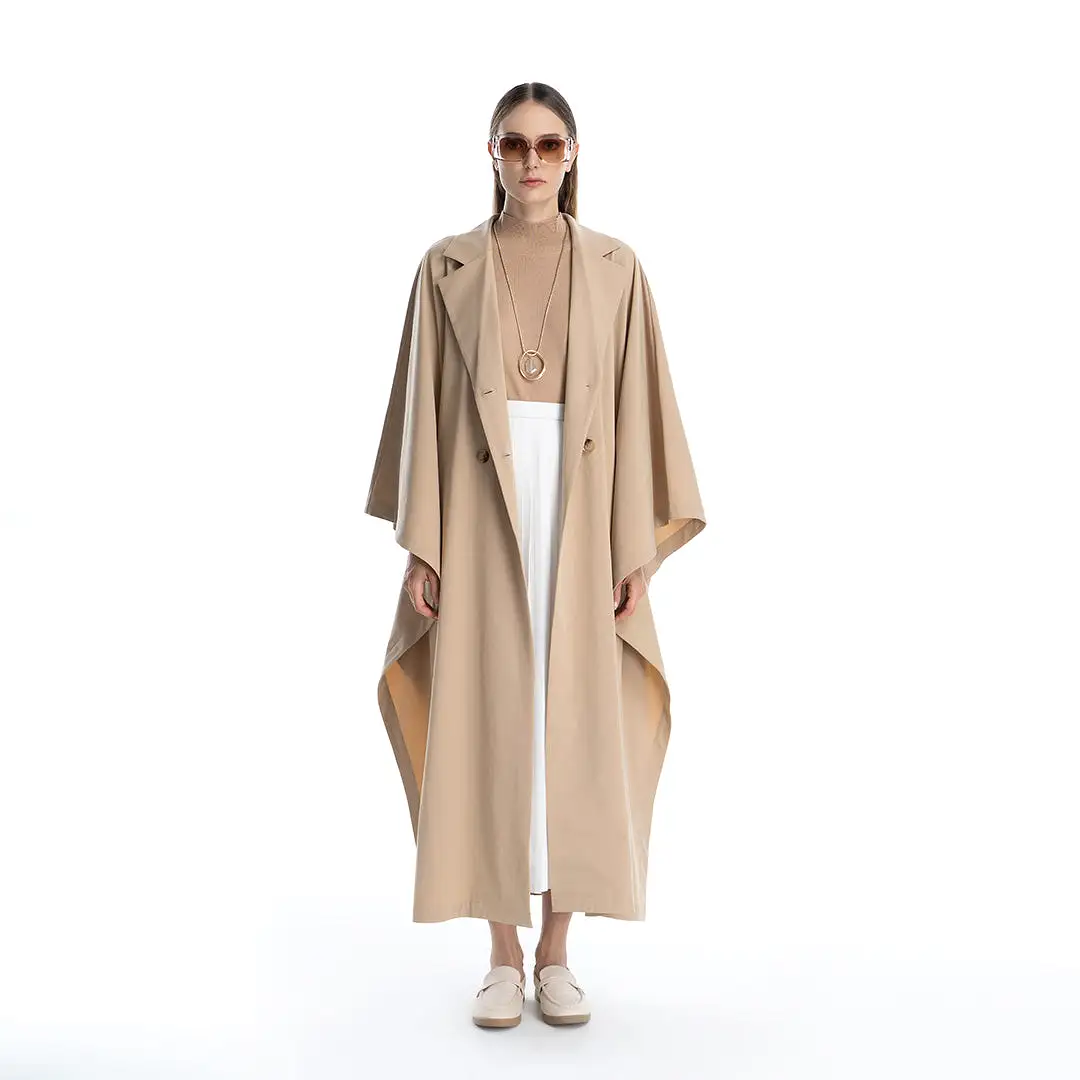 Oversized Solid Trench Coat Maxi Dress