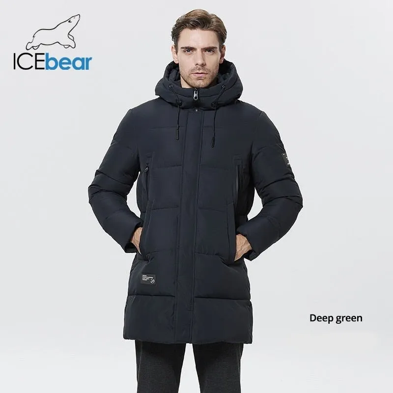 Parka d'hiver mi-longue à capuche pour homme 1,35kg ICEbear – MWD22807D