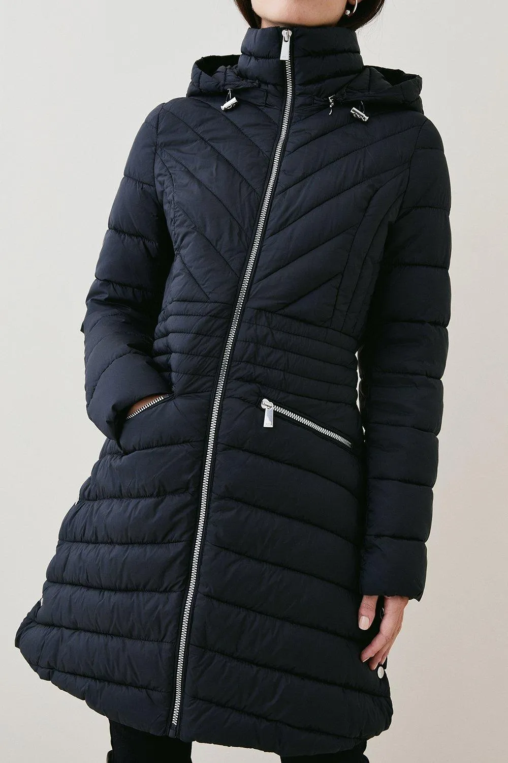 Petite Lightweight Maxi Puffer Packable Coat | Karen Millen