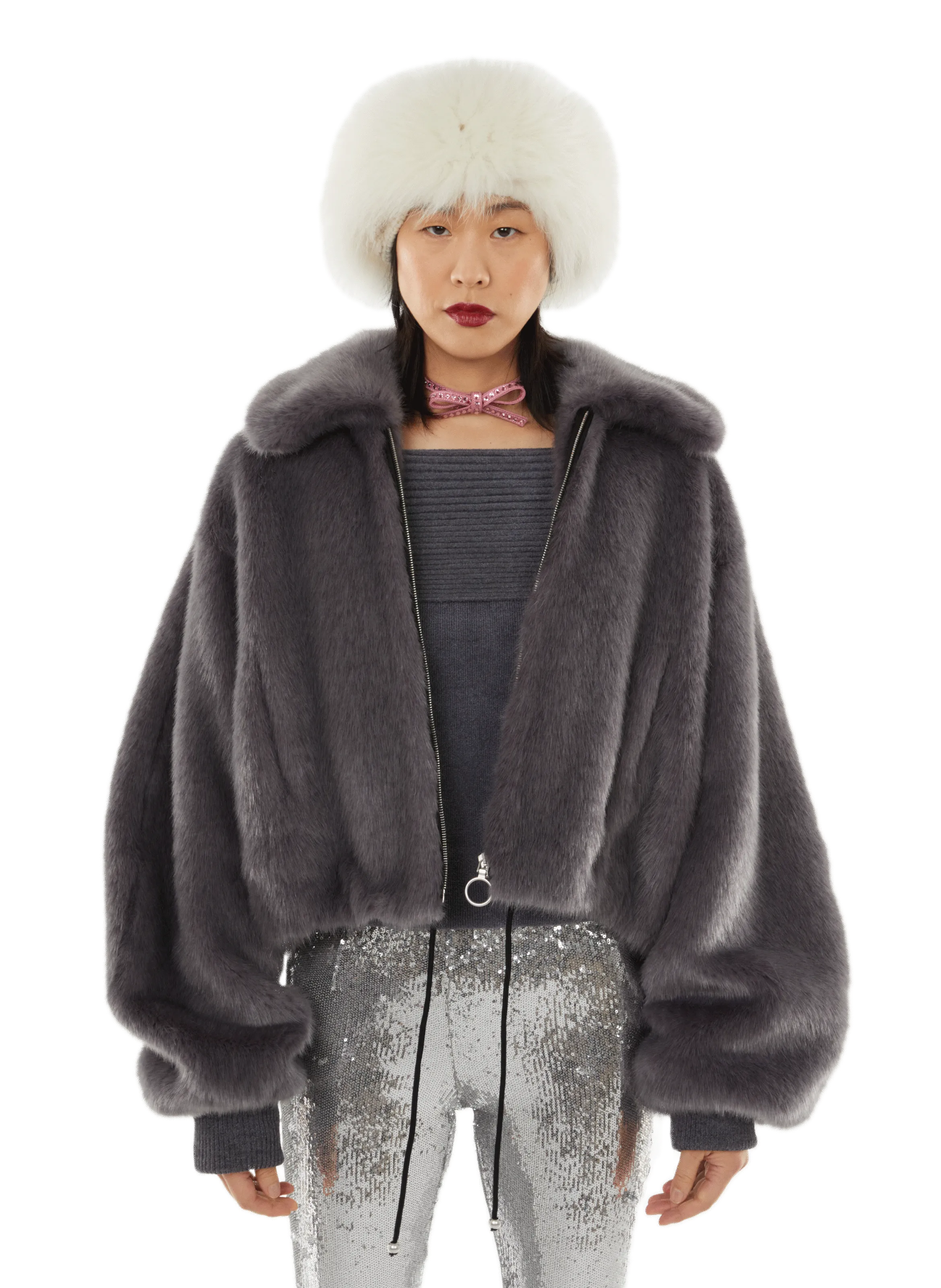 PHILOSOPHY DI LORENZO SERAFINI  Faux fur coat - Grey