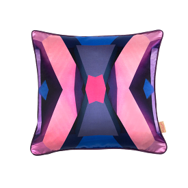 Pink/Blue Blocks Silk Cotton Square Cushion