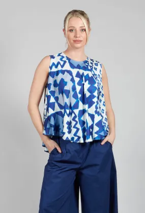 Pleated Sleeveless Blouse in Maya Print