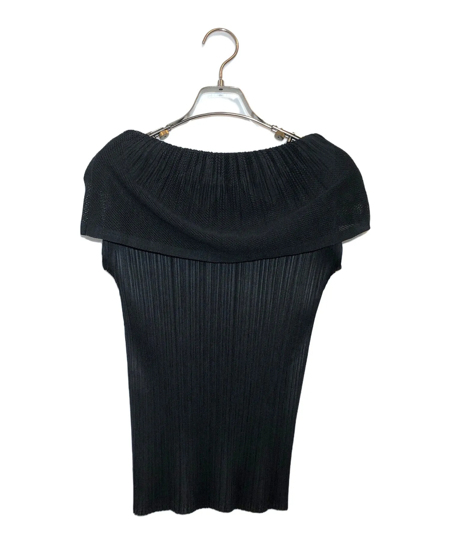 [Pre-owned] PLEATS PLEASE Pleated sleeveless blouse with shaped collar PP73-JK631