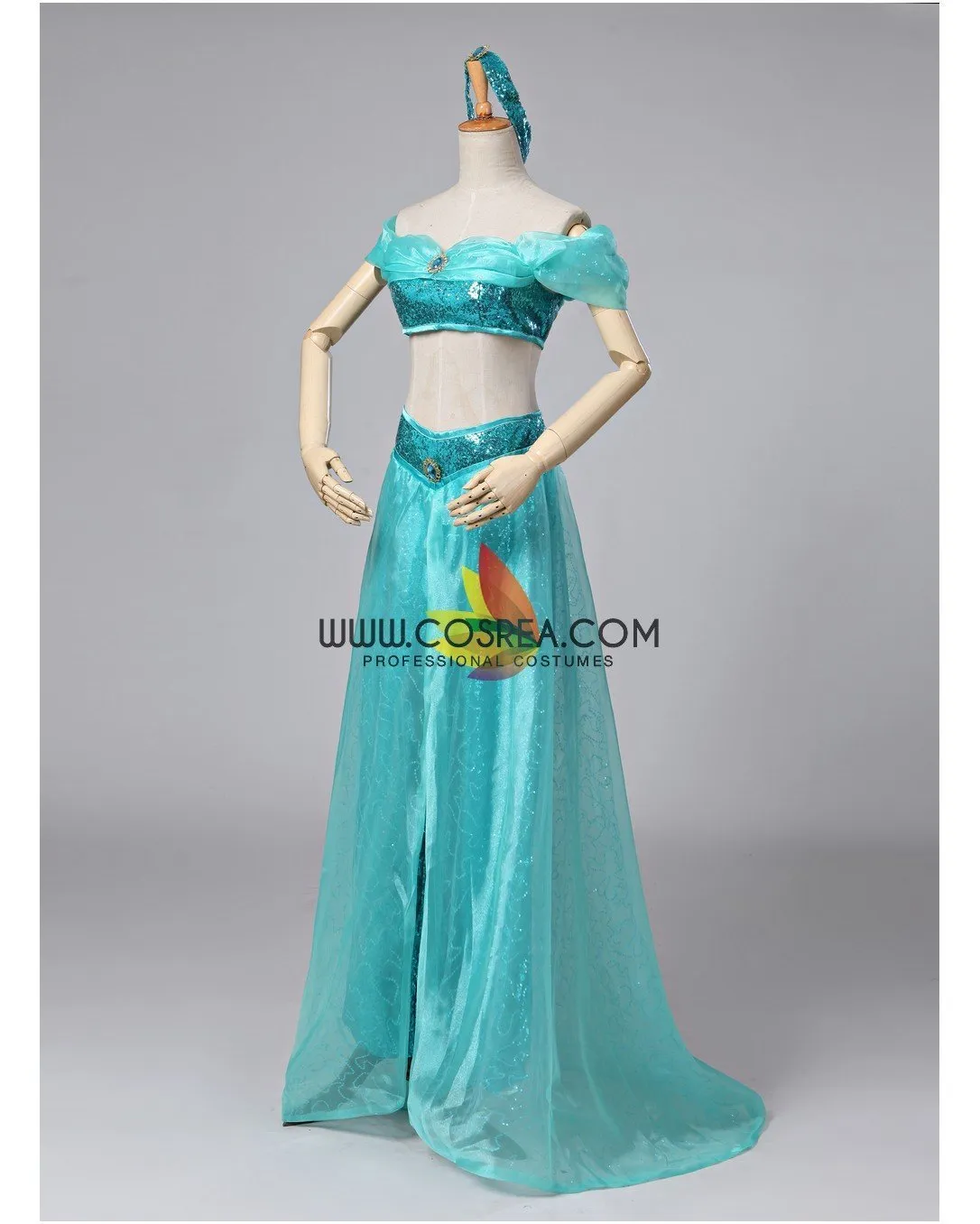 Princess Jasmine Aladdin Lake Green Classic Cosplay Costume