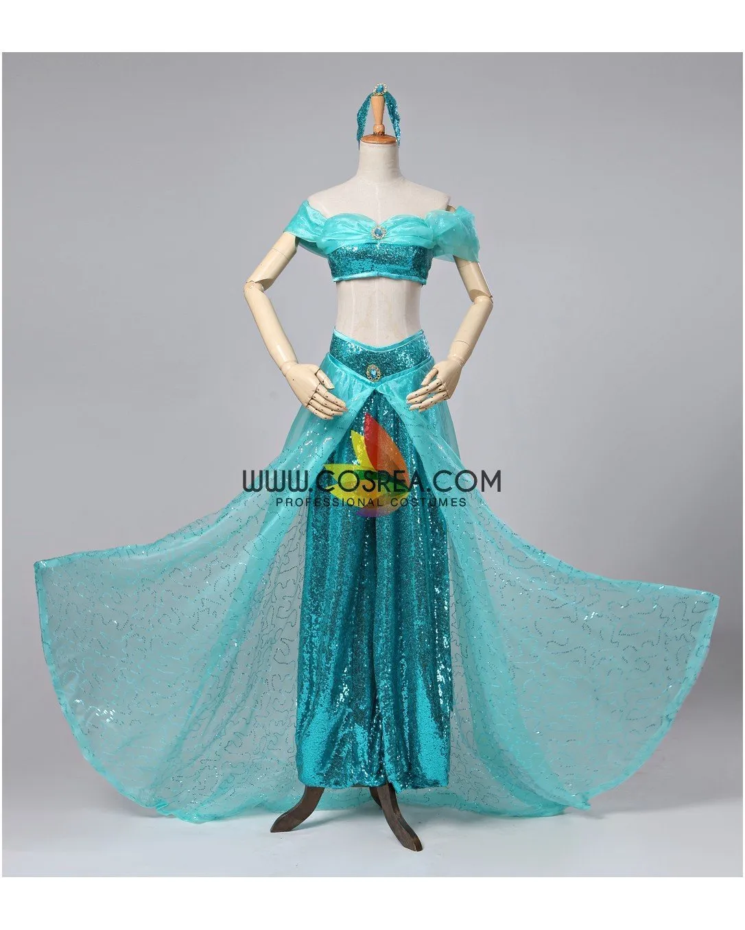 Princess Jasmine Aladdin Lake Green Classic Cosplay Costume