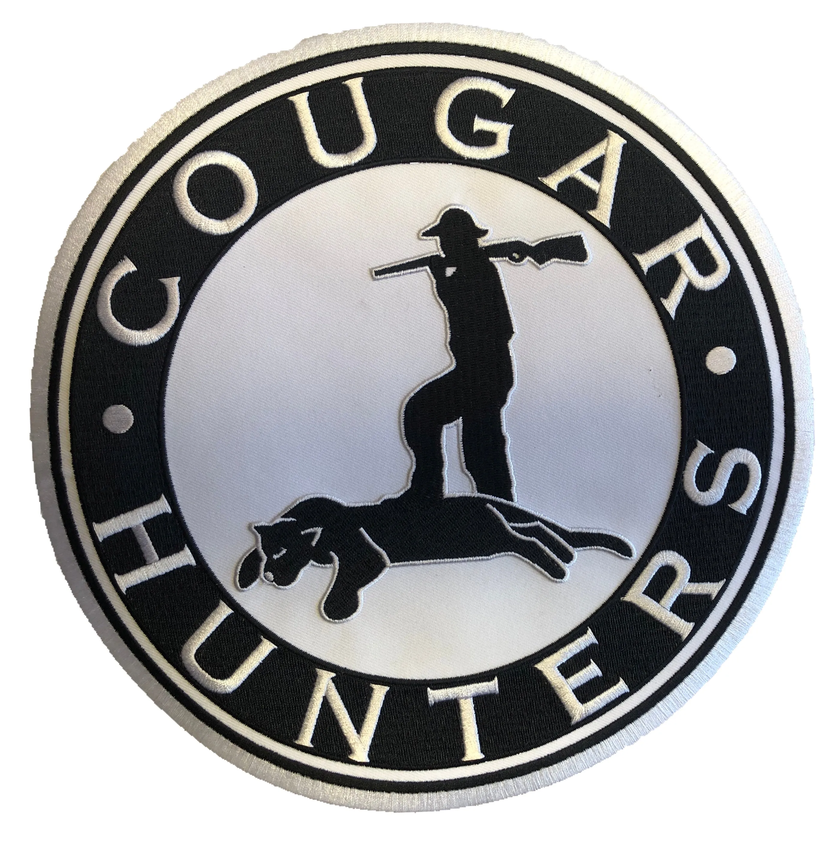 Red and White Hockey Jerseys with the Cougar Hunters Embroidered Twill Logo