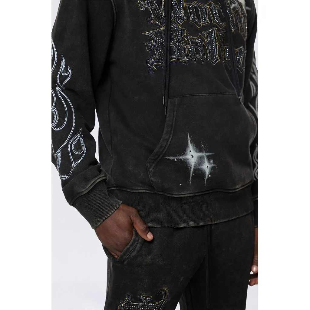 Rhinestone Dystopia Hoodie - Black