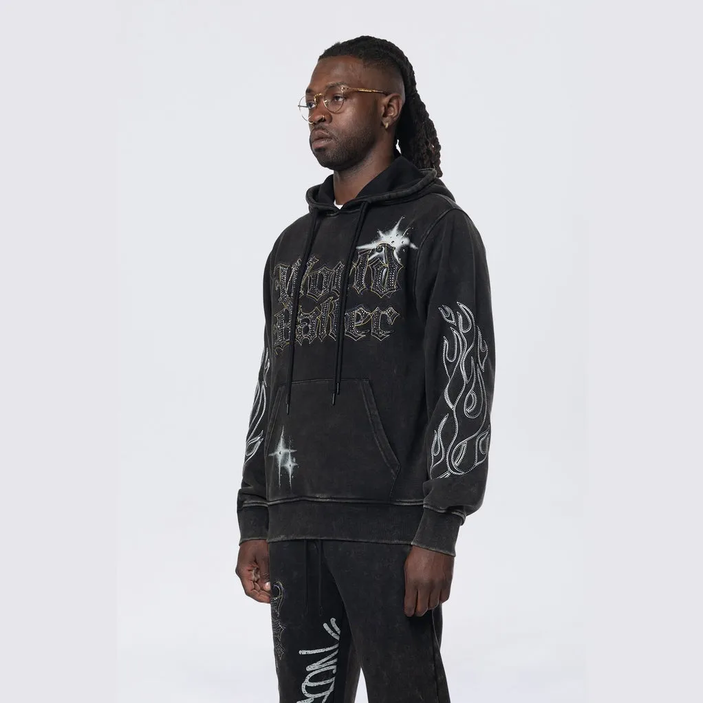 Rhinestone Dystopia Hoodie - Black