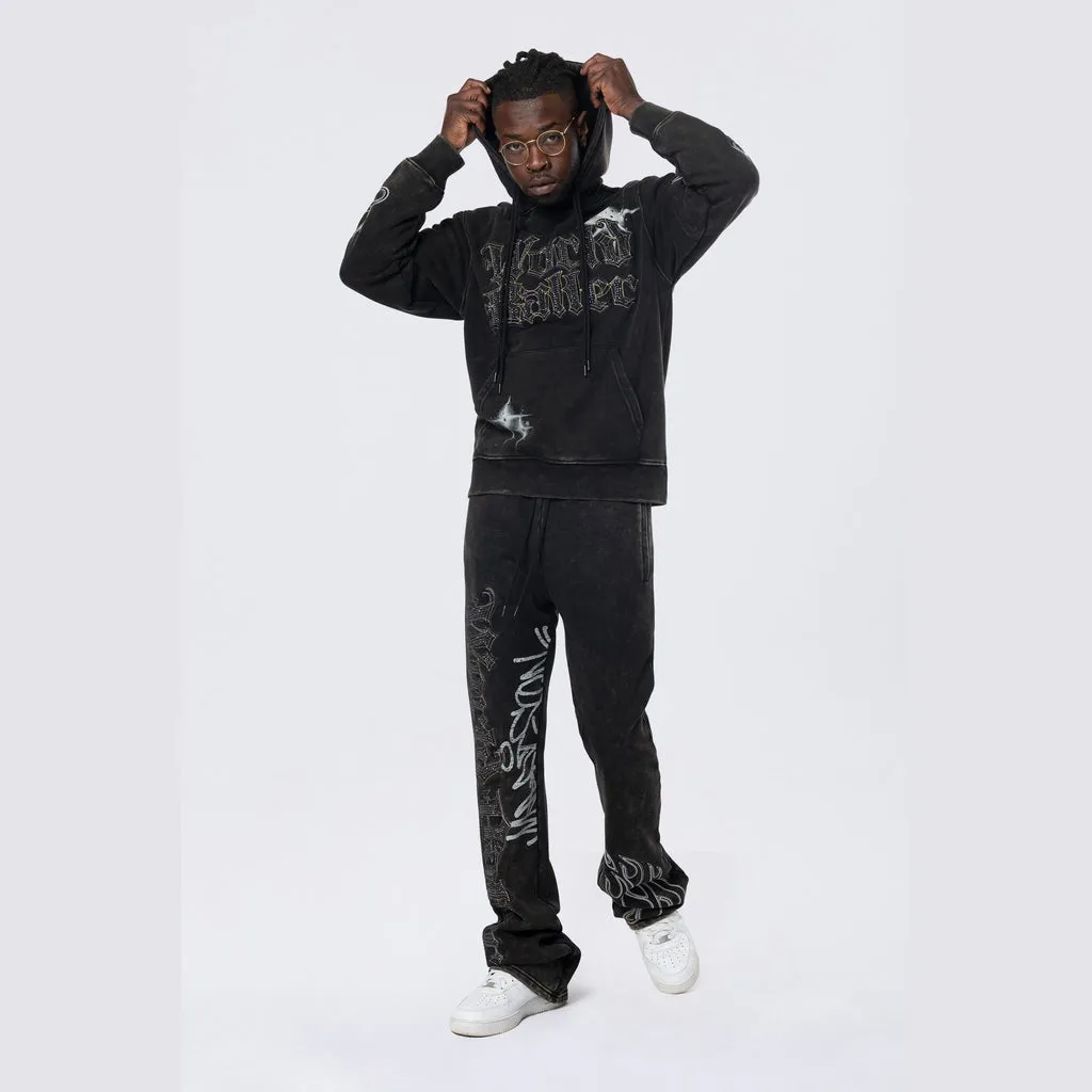 Rhinestone Dystopia Hoodie - Black