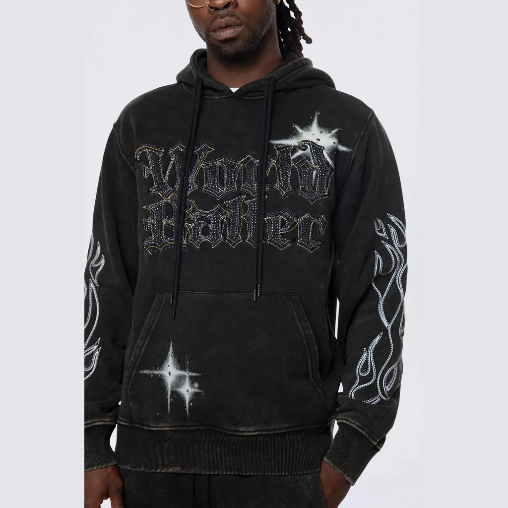 Rhinestone Dystopia Hoodie - Black