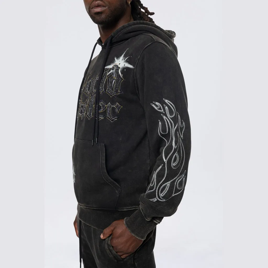 Rhinestone Dystopia Hoodie - Black