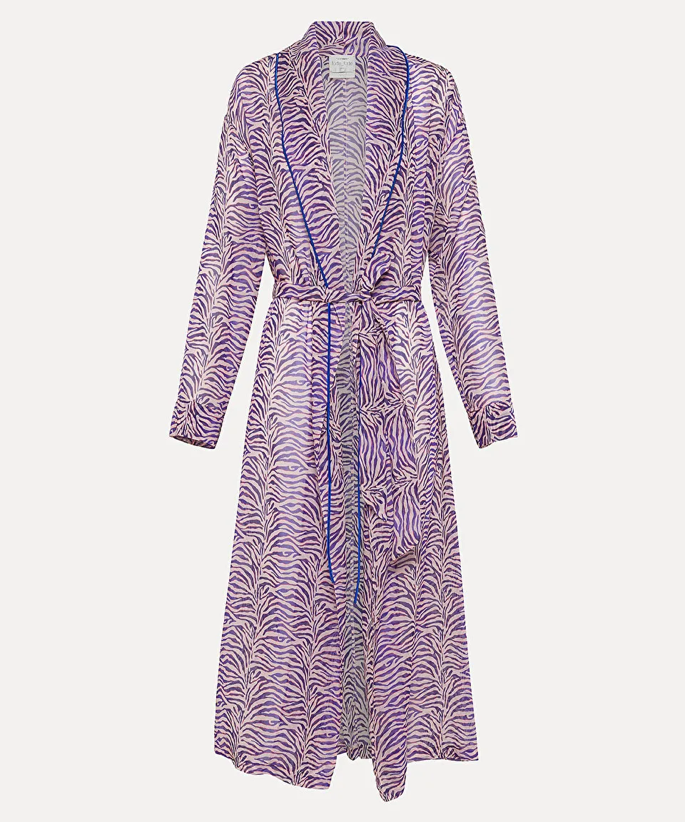 robe coat in “heartbeat” cotton–and–silk voile