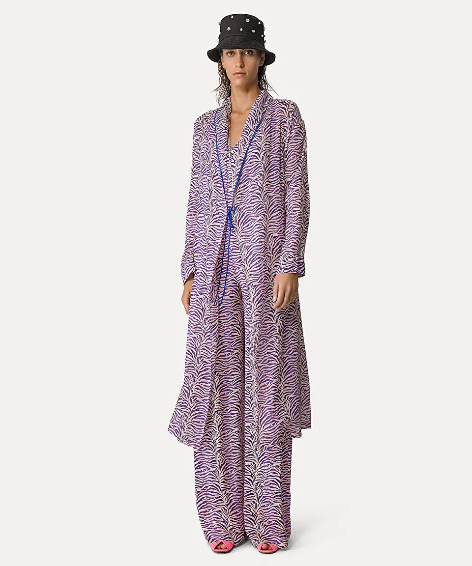 robe coat in “heartbeat” cotton–and–silk voile