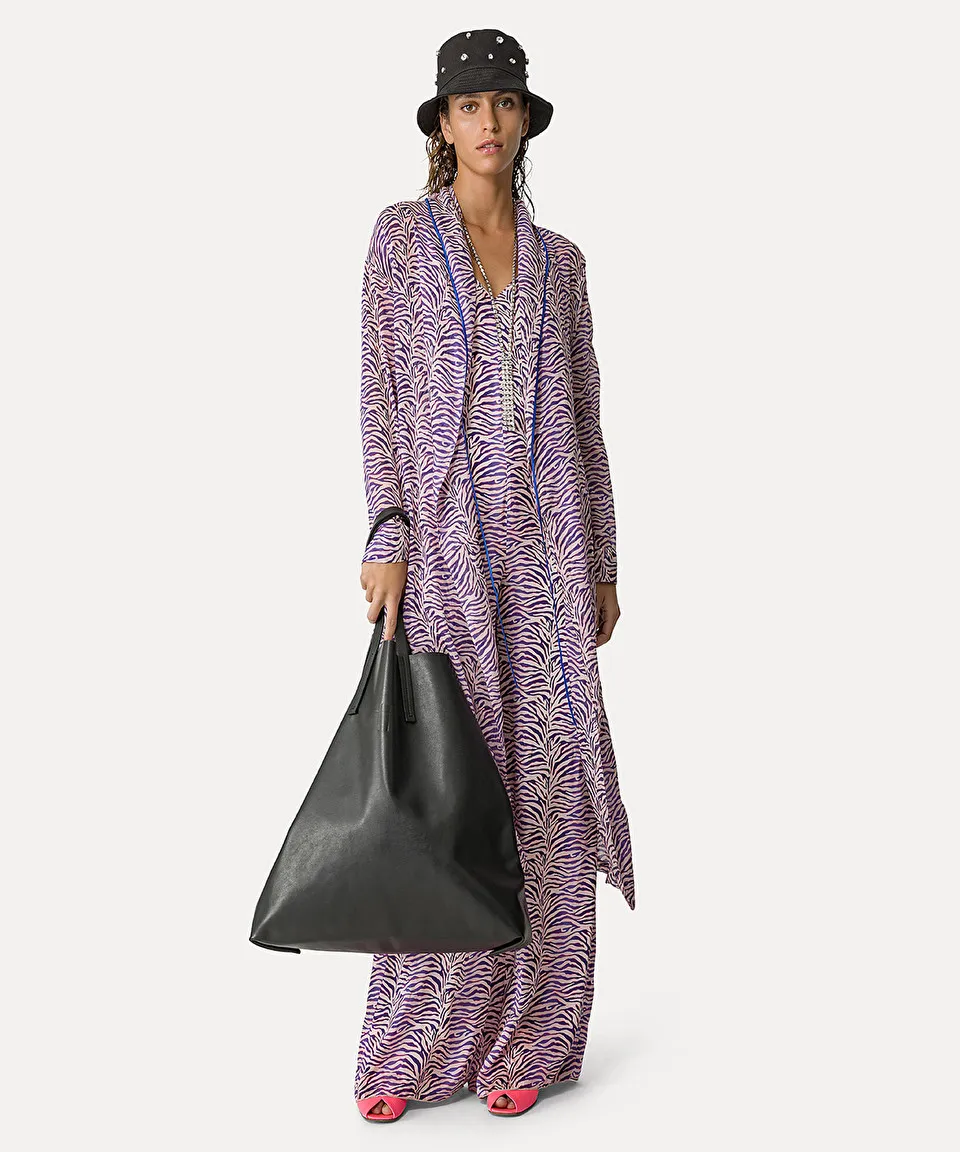 robe coat in “heartbeat” cotton–and–silk voile