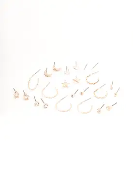 Rose Gold Celestial Heart Earring 12-Pack